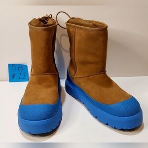 UGG Unisex Classic Short Weather Hybrid Boots Chestnut Suede Blue Rubber Sz 11